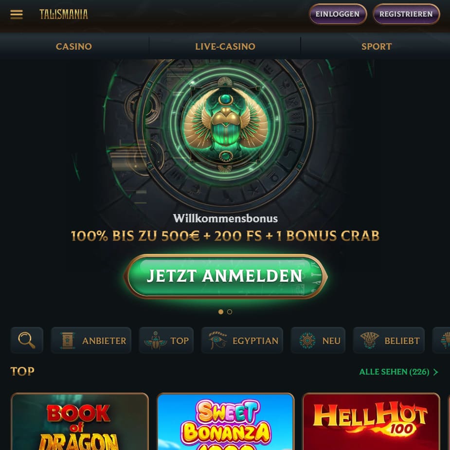 Talismania Casino mobile Version auf iPhone
