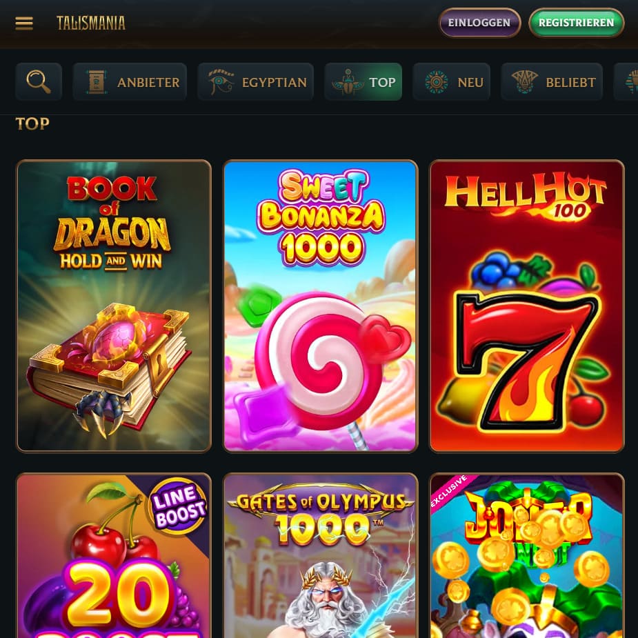 Talismania Casino auf Android Smartphone