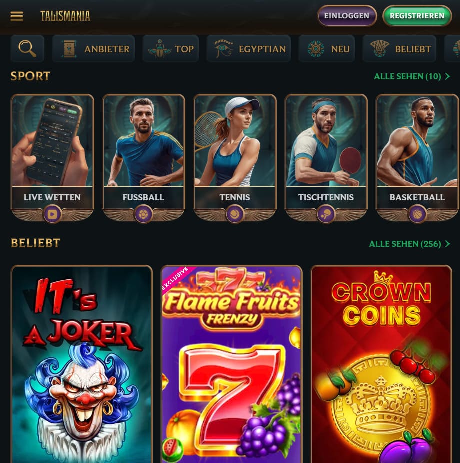 Talismania Casino mobile Zahlungsmethoden